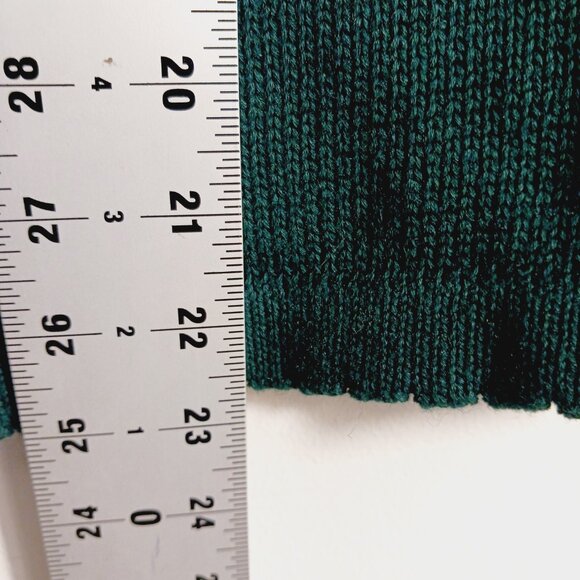 Vintage Marisa Christina Drk Green Cardigan Faux Fur Collar W Pom Christmas 2001 - Picture 14 of 15